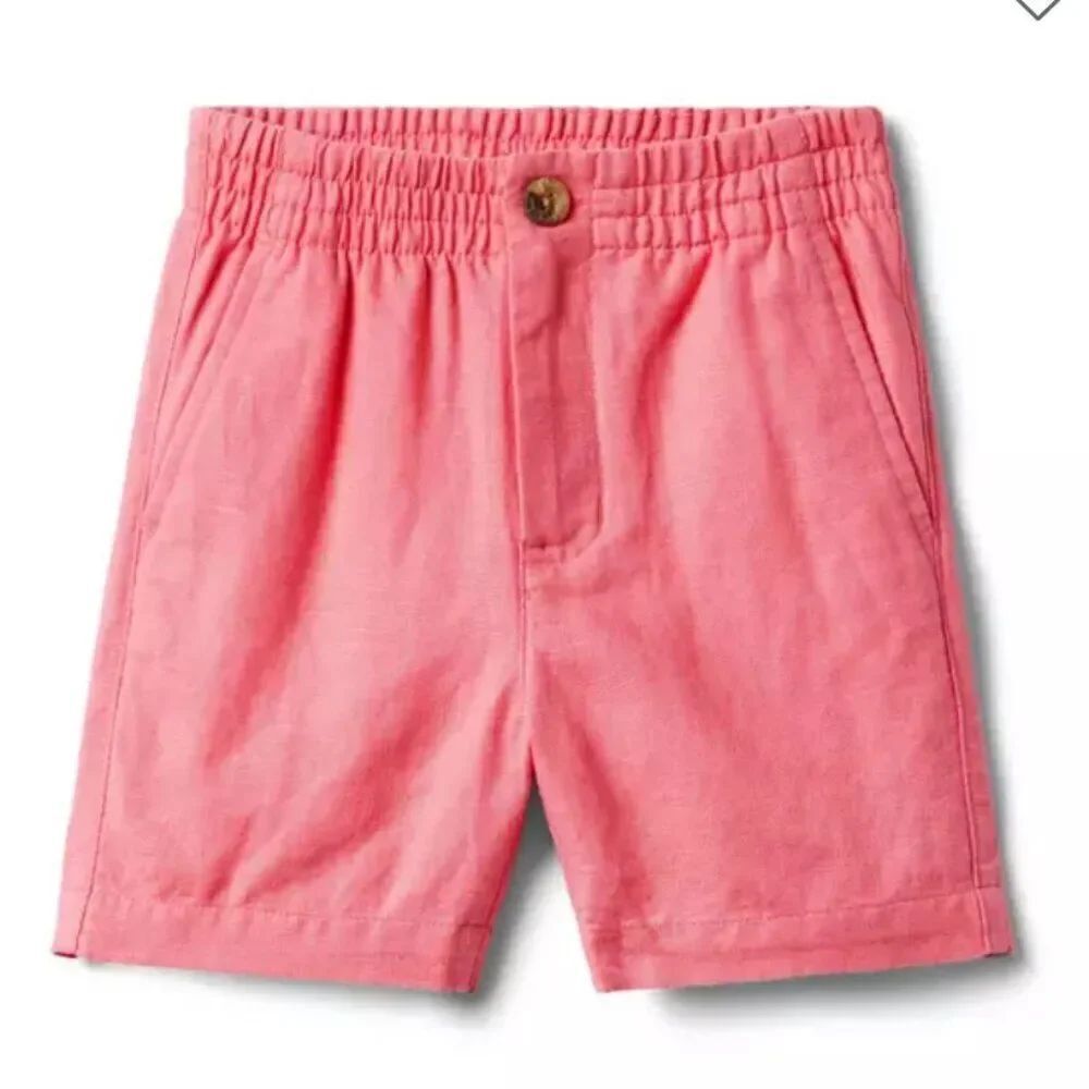 Janie and Jack 100048903 Linen-Cotton Pull-On Short - pink coral size 12-18 m